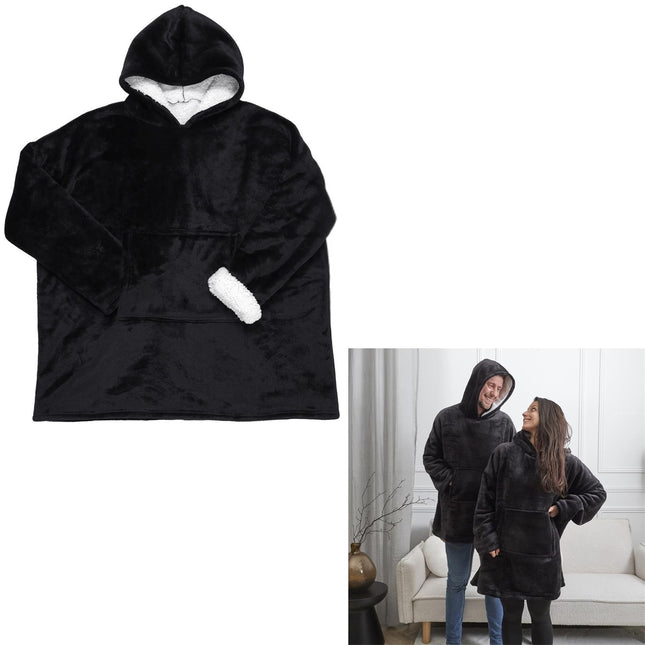 Siltā pleda jaka ar kapuci – Black Ultra Soft Comfort