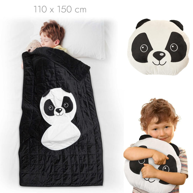 Bērnu pleds–spilvens Panda 2-in-1 (110 × 150 cm)