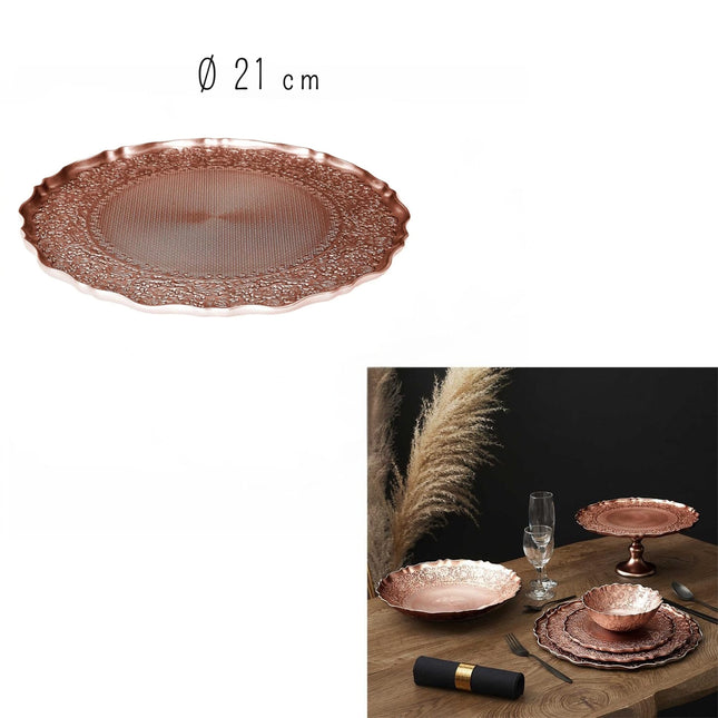 Dekoratīvs servēšanas šķīvis rozā–zelta tonī Ø21 cm