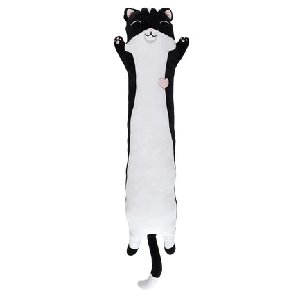 Kawaii garā kaķa plīša rotaļlieta – melnbalts (100 cm