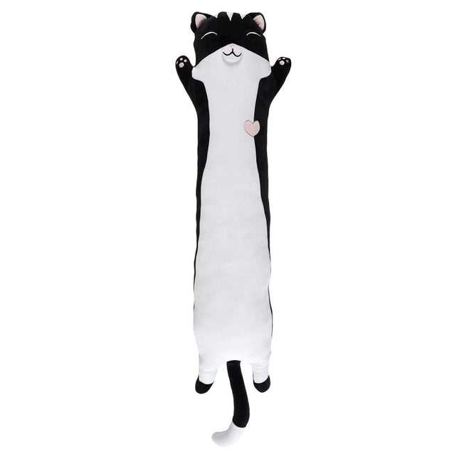 Kawaii garā kaķa plīša rotaļlieta – melnbalts (100 cm