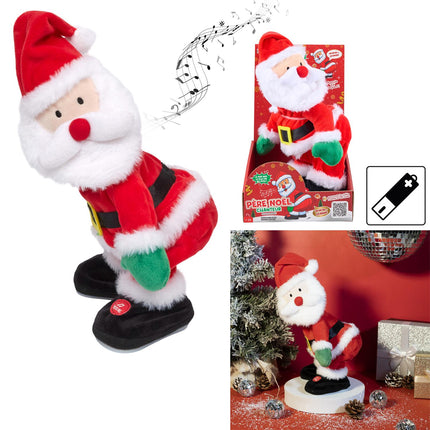 Muzikāls un dejojošs Ziemassvētku vecītis, 30 cm
