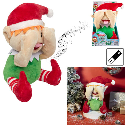 Dziedošs un kustīgs Ziemassvētku elfs “Paslēpes”, 24 cm