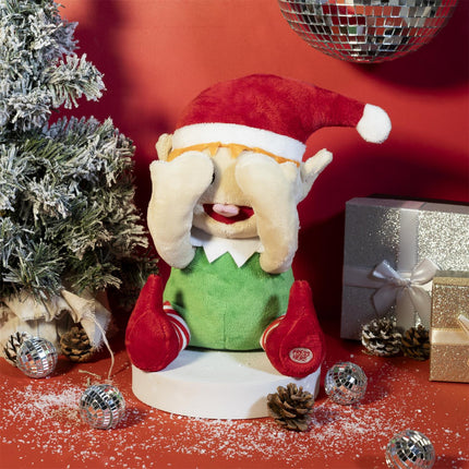 Dziedošs un kustīgs Ziemassvētku elfs “Paslēpes”, 24 cm