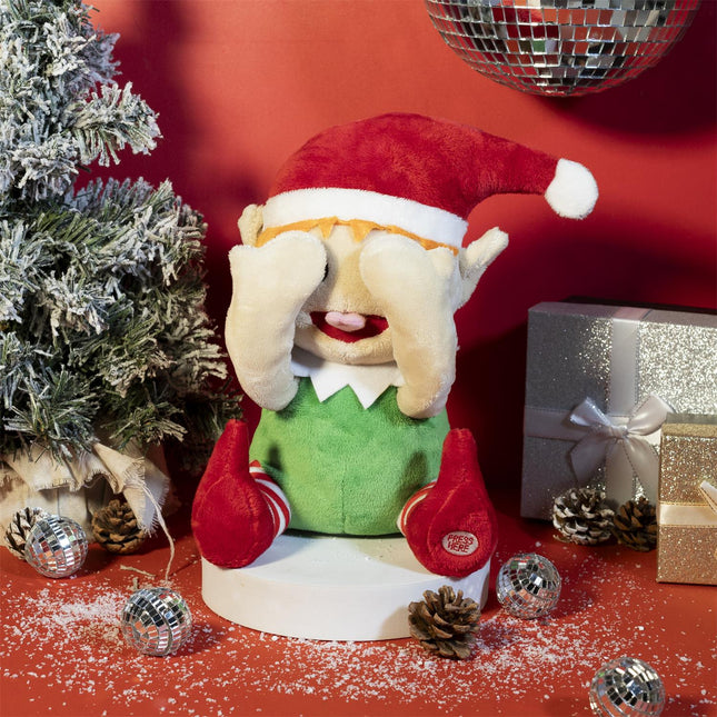 Dziedošs un kustīgs Ziemassvētku elfs “Paslēpes”, 24 cm