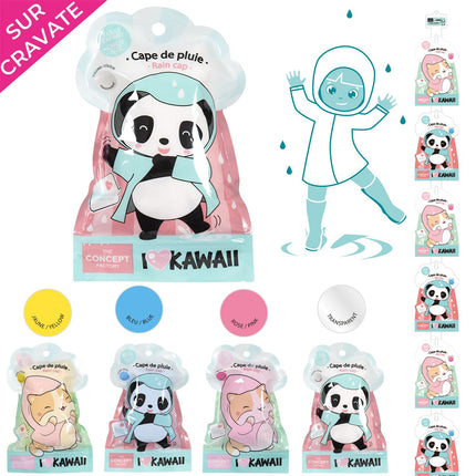 Bērnu lietus pončo “Kawaii” ar kapuci, 80 × 120 cm četras krāsas