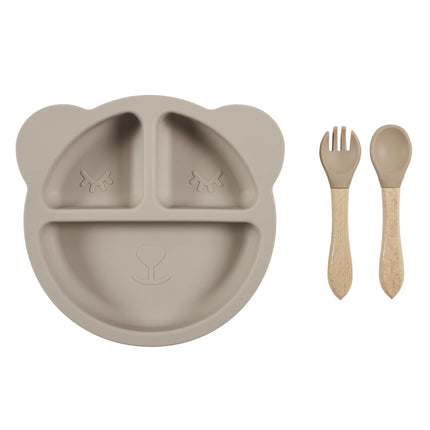 Silikona bērnu šķīvis “Bear” – bēšs, 20 cm