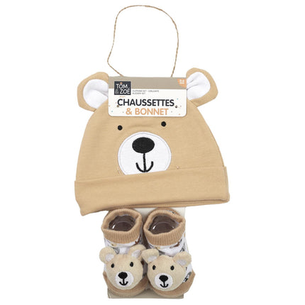 Bērnu komplekts zēnam – cepurīte un zeķītes (2 daļas, kokvilna) (0-6mēn)