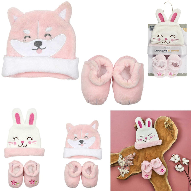 Bērnu cepurītes un zābaciņu komplekts (0–6 mēneši)