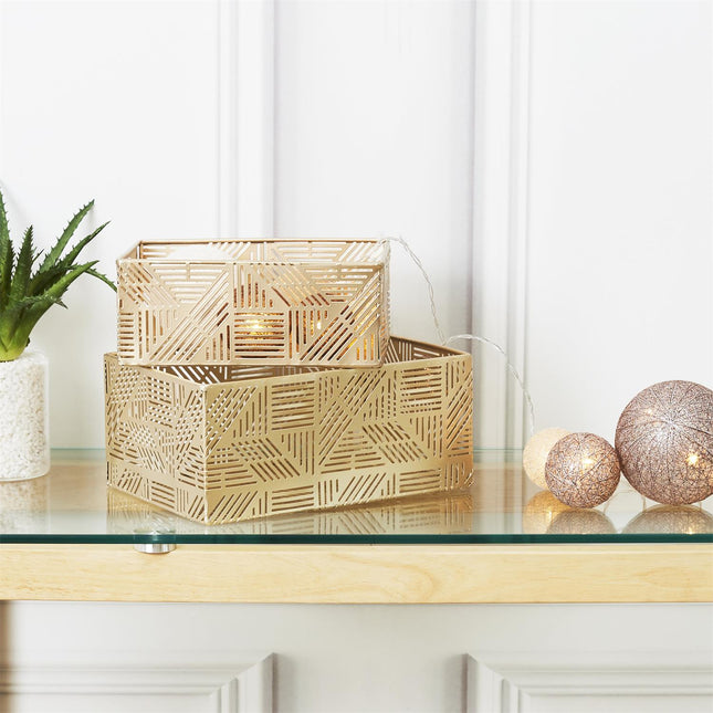 Metāla dekoratīvo grozu komplekts (2 gab.) – zelta tonī