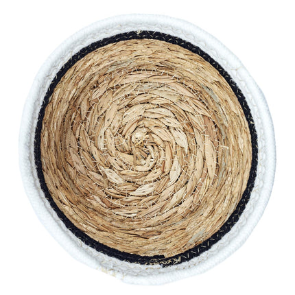 Pītu uzglabāšanas grozu komplekts (3 gab.) – dabīgs ar melnu un baltu akcentu