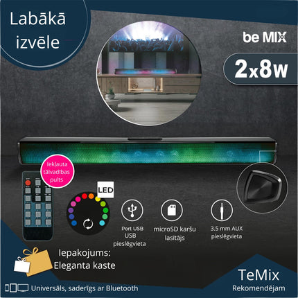Bluetooth skaņas josla ar LED apgaismojumu (Soundbar)