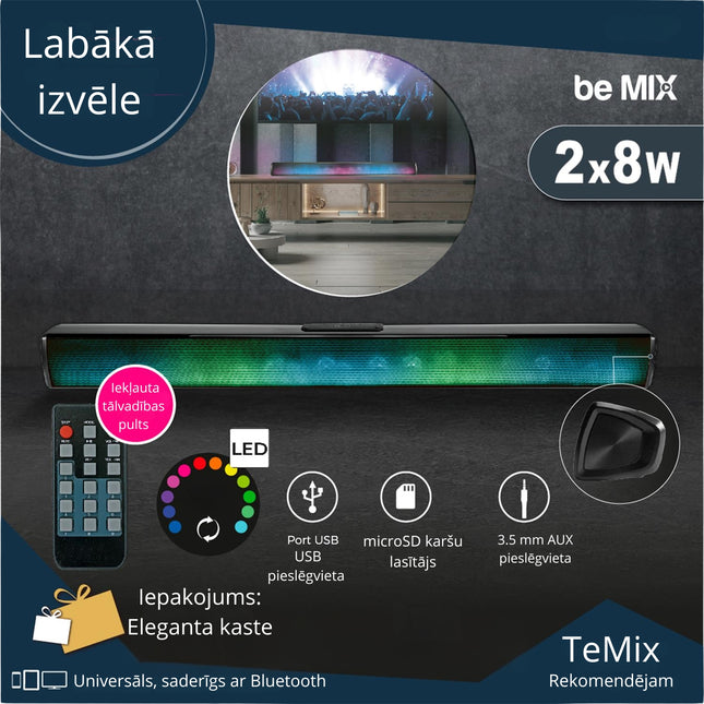 Bluetooth skaņas josla ar LED apgaismojumu (Soundbar)