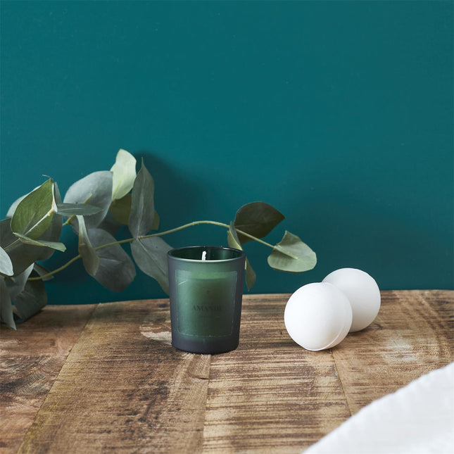 Relaksācijas dāvanu komplekts Mandeļu – aromātiskā svece + 2 vannas bumbas