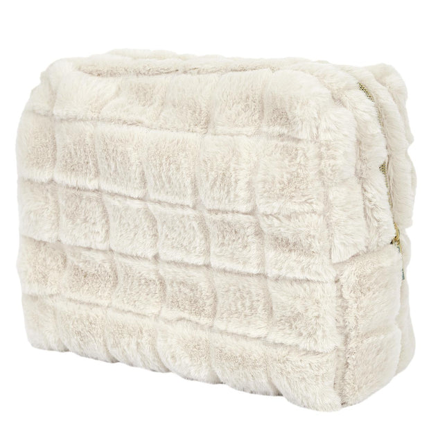 Kosmētikas somiņa no mākslīgās kažokādas – krēmkrāsas