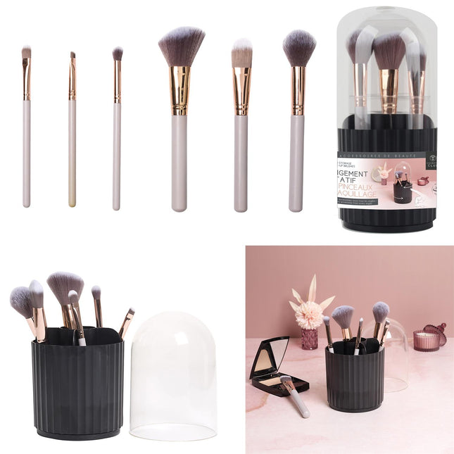 Kosmētikas otu komplekts (6 gab.) ar rotējošu uzglabāšanas trauku