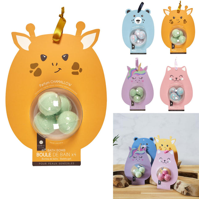 Bērnu vannas bumbas dzīvnieciņu formas iepakojumā (4 veidi)