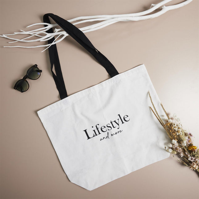 Kokvilnas auduma iepirkumu soma ar tekstu