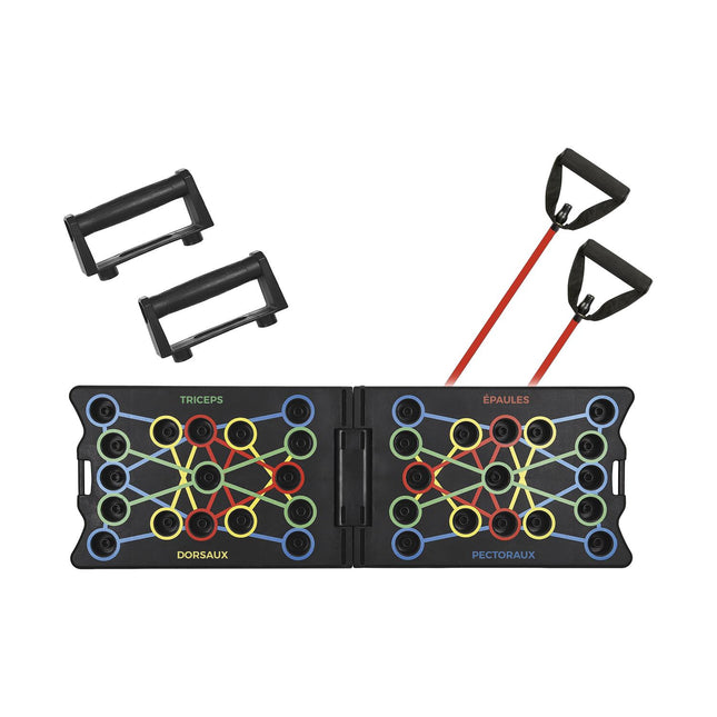 17-in-1 spēka treniņu dēlis ar pretestības gumijām