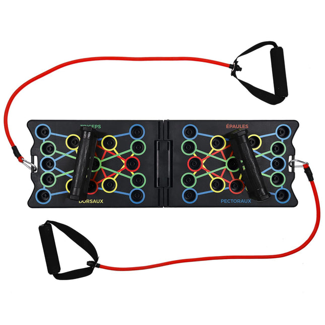 17-in-1 spēka treniņu dēlis ar pretestības gumijām