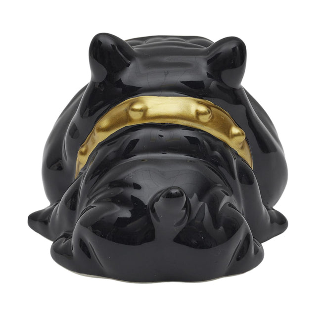 Bulldoga formas pelnutrauks – dekoratīvs dizaina akcents ar zelta detaļām