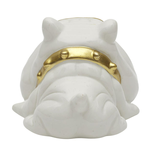 Bulldoga formas pelnutrauks – dekoratīvs dizaina akcents ar zelta detaļām