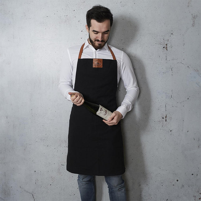 Stilīgs virtuves priekšauts ar imitācijas ādas siksnām, 65 × 83 cm