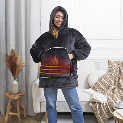USB Apsildāms pleda džemperis ar kapuci – 3 siltuma līmeņi