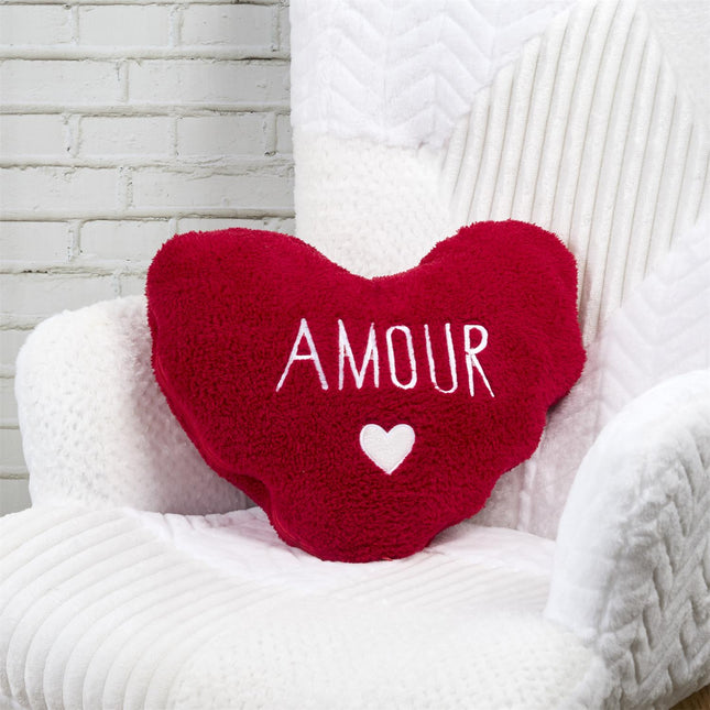 Sirds formas spilvens un pleds “AMOUR” – romantisks dāvanu komplekts 120×150 cm