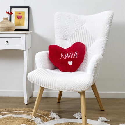 Sirds formas spilvens un pleds “AMOUR” – romantisks dāvanu komplekts 120×150 cm