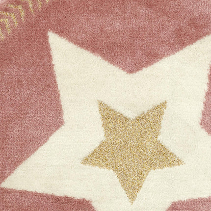 Apaļš bērnu paklājs “Star” rozā ar zelta akcentu – 80 cm