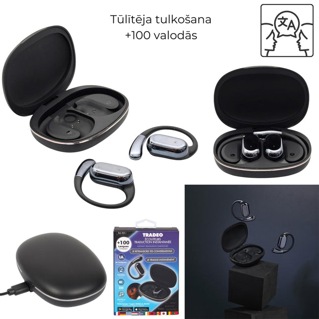TRADEO M12 inovatīvas bezvadu austiņas ar tūlītējas tulkošanas funkciju, kas ļauj saprasties vairāk nekā 100 valodās reāllaikā valodā
