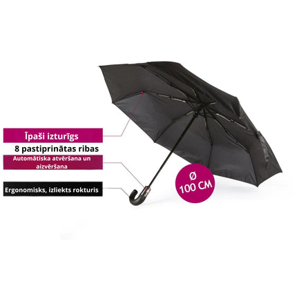 Automātisks saliekams lietussargs – melns, Ø 100 cm
