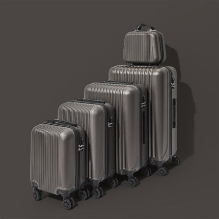5 dažādu izmēra ceļojuma koferi – perlamutra brūns 100L / 66L / 37L / 24L / 18