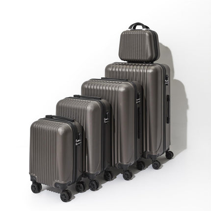 5 dažādu izmēra ceļojuma koferi – perlamutra brūns 100L / 66L / 37L / 24L / 18