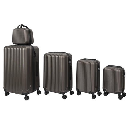 5 dažādu izmēra ceļojuma koferi – perlamutra brūns 100L / 66L / 37L / 24L / 18