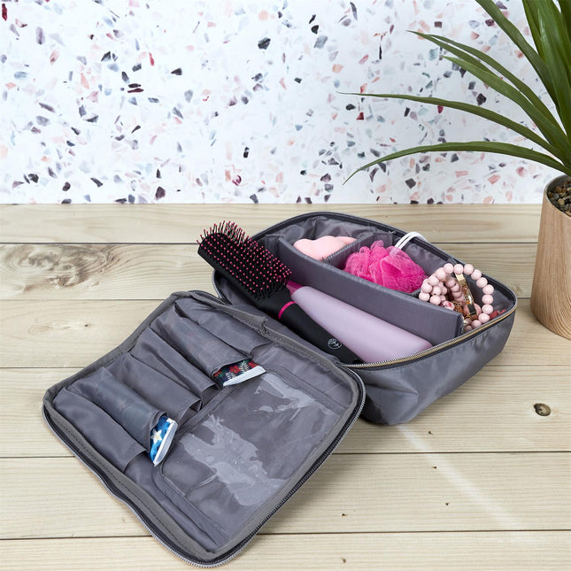 Ceļojumu kosmētikas un higiēnas organizators – pelēks