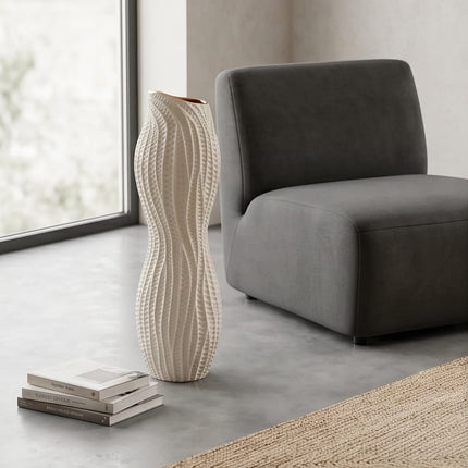Liela dekoratīvā māla vāze ar zelta akcentu – 60 cm