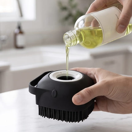 Silikona trauku mazgāšanas birste ar 100 ml mazgāšanas līdzekļa rezervuāru