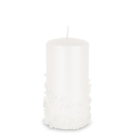 Dekoratīvā cilindra svece ar kristālisku akmentiņu apdari, pieejams četros toņos