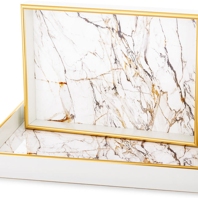 Marmora dizaina paplātes ar zelta apdari (2 izmēri)