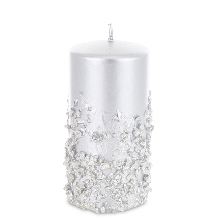 Dekoratīvā cilindra svece ar kristālisku akmentiņu apdari, pieejams četros toņos