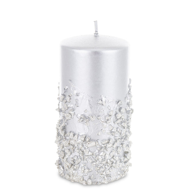 Dekoratīvā cilindra svece ar kristālisku akmentiņu apdari, pieejams četros toņos