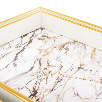 Marmora dizaina paplātes ar zelta apdari (2 izmēri)