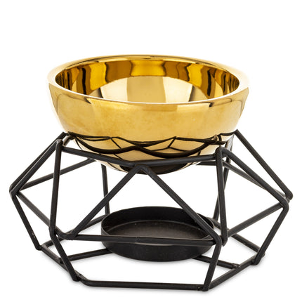 Aroma svečturis / trauks ar metāla statīvu – zelts vai melns ar zeltu