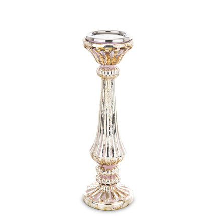 Augsts stikla svečturis ar vintage efektu – elegants interjera dekors (42 cm)