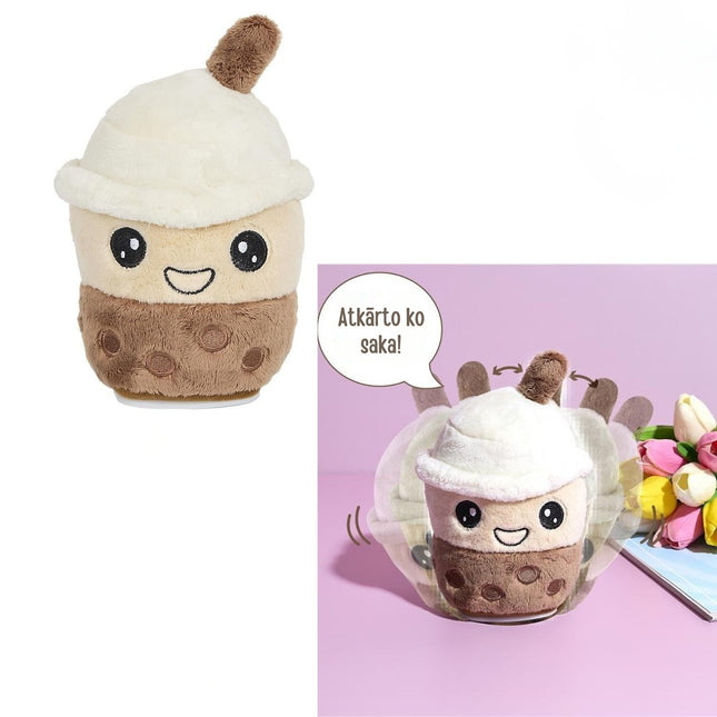 Animēta plīša rotaļlieta “Bubble Tea” – runājoša un kustīga (14 cm)