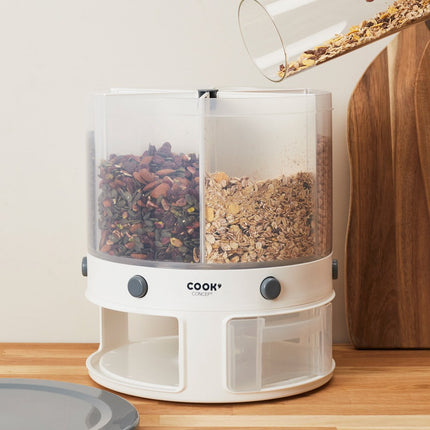 Sauso produktu dozators ar 6 nodalījumiem