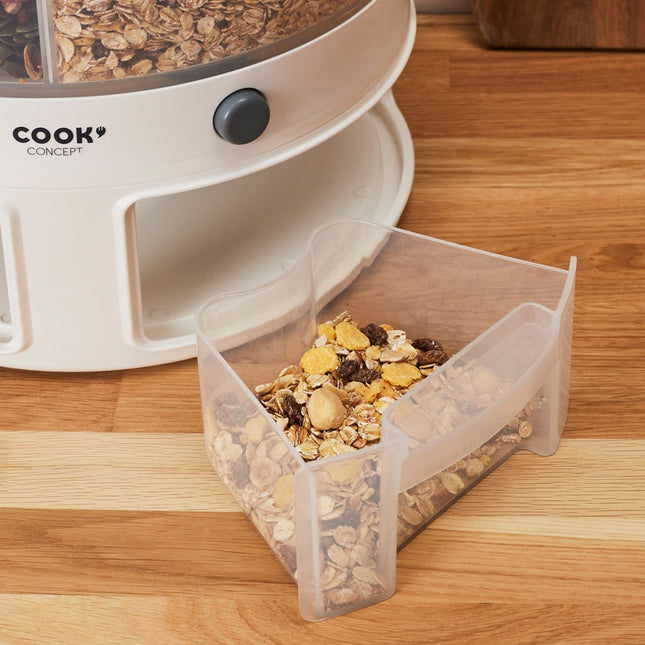 Sauso produktu dozators ar 6 nodalījumiem