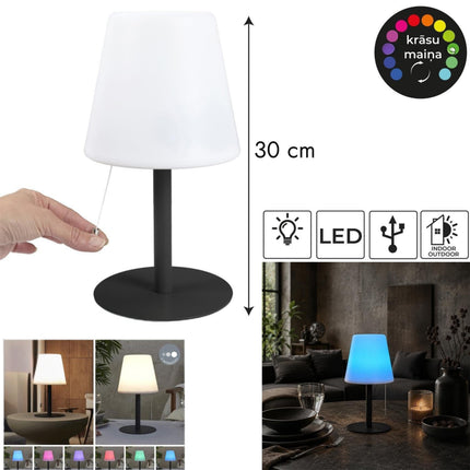 Uzlādējama LED galda lampa iekštelpām/ārtelpām H30 cm